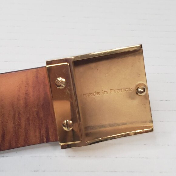 Authentic Louis Vuitton Brown Gold Checkered Damier Ebene Belt lux170-092225 - Picture 12 of 15